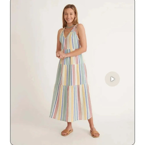 Marine Lawyer Corrine Maxi Dress Multi Striped size XL with pockets - Picture 1 of 13